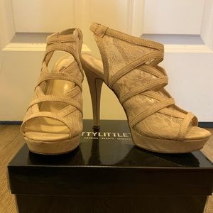 Nude lace slingback pumps from Nine West